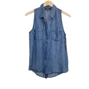 Lulu's Blue Chambray Button Front Top Sleeveless Size XS